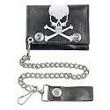 4" White Skull & Crossbones Tri-fold Leather Wallet