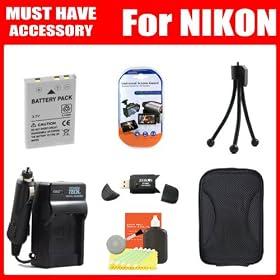 Extended Replacement Nikon EN-EL12 Battery + AC/DC Charger + Hard Case + USB Reader + Screen Protectors + More Deluxe Accessory Kit For Nikon Coolpix S6200 S8200 AW100 S1200pj S6000 S6100 S8000 S8100 S9100 P300 Digital Camera
