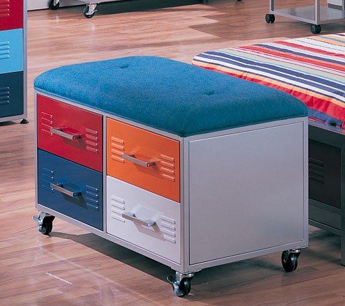 Multicolor Metal Storage Bench