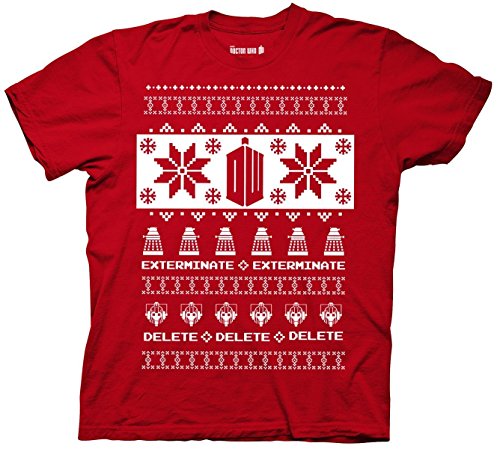 Ripple Junction Doctor Who Villains Christmas Sweater Pattern Adult T-Shirt
