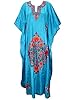 Boho Gypsy Blue Silk Caftan Kashmiri Embroidred Long Maxi Kaftan Beachwear Dress