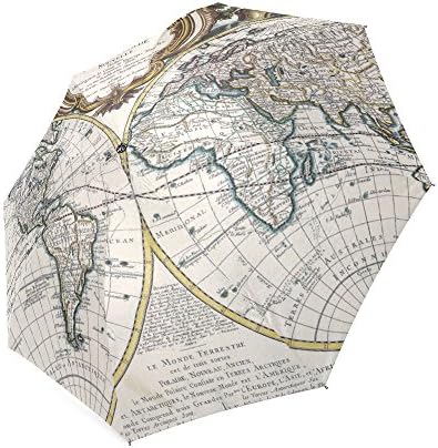 Antique World Map Folding Rain Umbrella/Parasol/Sun Umbrella