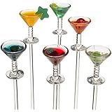 Prodyne Colorful Martini Picks Glass (Set of 6), Multicolored