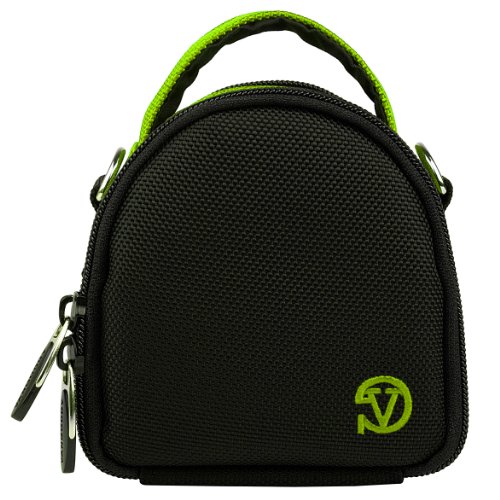 Mini Laurel Water Resistant Digital Camera case crossbody for Fujifilm Finepix Panasonic DMC Panasonic Lumix Canon IXUS Canon Powershot Nikon Coolpix & all other Compact Digital Camera  Internal camera pocket Size: 102 x 89 x 51mm (Green) Picture