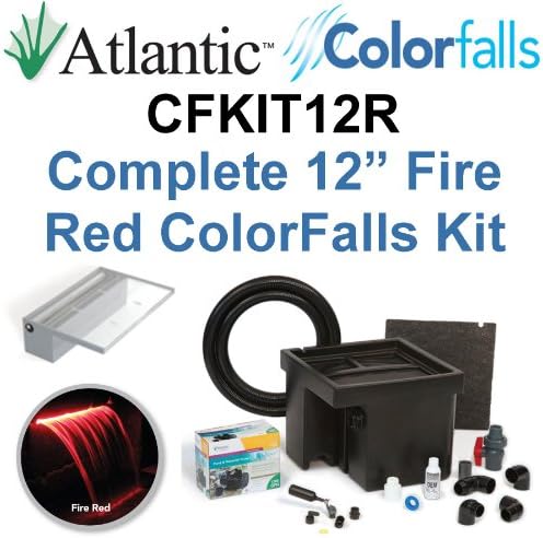 Atlantic Water Gardens CFKIT12R Complete Fire Red Colorfalls Lighted Falls Kit - 12" Spillway, Basin, Pump, Hose & Fittings