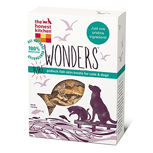 The Honest Kitchen Wonders: Natural Human Grade Dehydrated Grain Free Fish Skin Pieces, Treats for Dogs and Cats, 2 oz