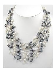 Mixed Colors Japanese silk cord Fresh Water Pearl Necklace In Zinc