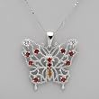 Necklace With 1.81ctw Precious Stones - Genuine Citrine, Diamonds, Garnets and Topazes Crafted in 925 Sterling silver. Total item weight 9.5g Length 16in