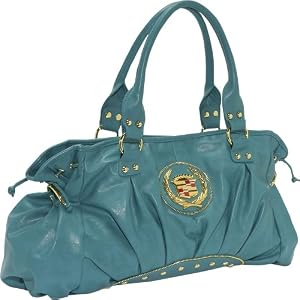 Ashley M Cadillac Zipper Trim Tote Bag (Turquoise)