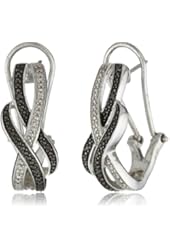 Sterling Silver Black Diamond Omega Back Earrings