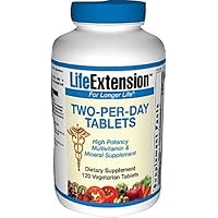 Life Extension Two-Per-Day High Potency Multivitamin and Mineral Supplement 120 Vegetarian Tablets
