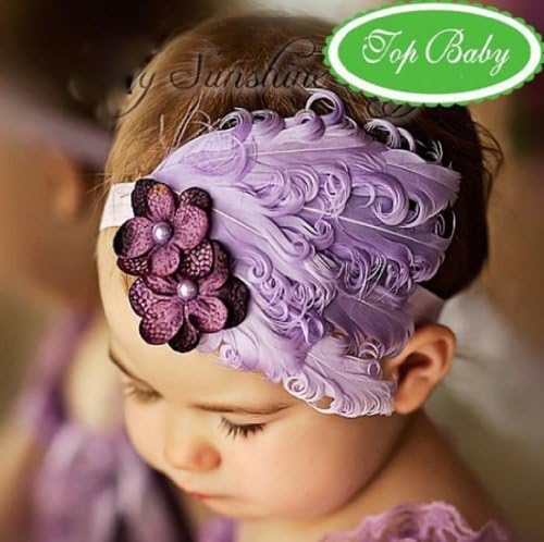 Nicerocker Lovely Unusal Cotton Girls Baby Light Purple Feather Hairband Flower Hairband by nicerocker
