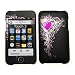 Brand New : High Quality With Our Premium Snap On Hard Protector Cover For Apple Ipod Touch 8gb / 16gb / 32gb / 64gb Iii / 3rd (3g) Generation Or Touch Ii / 2nd Gen (2g) Crystal Case Pink Vine Red Heart Design Black + Free Screen Protector Film Shield With Micro Cleaning Cloth + 2 Biodegradable Screen Wipes