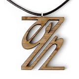 Zen Necklace - Recycled Walnut Wood Word Pendant on Leather Cord, Unisex, 18.5