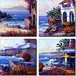 Seascape Accent Set by Mikki Senkarik - Tropical Coastal Ceramic Accent Tile Set 4.25" x 4.25" Kitchen Shower Backsplash