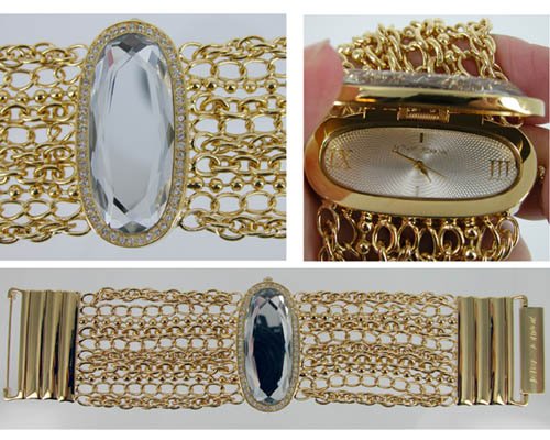 Betsey Johnson Women’s BJ4102 Gold-Toned Gemstone Bracelet Watch