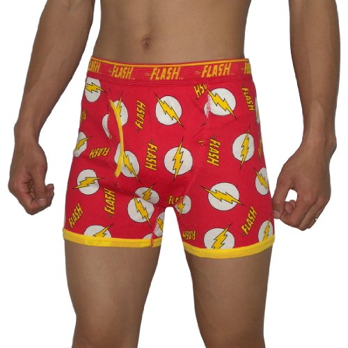  Mens DC COMICS FLASH Fitted Functional Open Fly Bodywear Underwear Briefs - Red