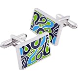 Blue Picasso's Dream Cufflinks Enamel Cuff Links