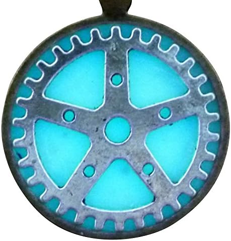Steampunk Fairy Magical Fairy Glow in the Dark Necklace watch gear-Aqua bronze