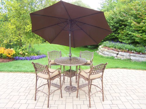 Oakland Living Elite 7 Piece Bar Set With 42 Inch Bar Table And 4 Bar 