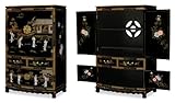 Asian Black Lacquer TV Armoire - Mother of Pearl Design