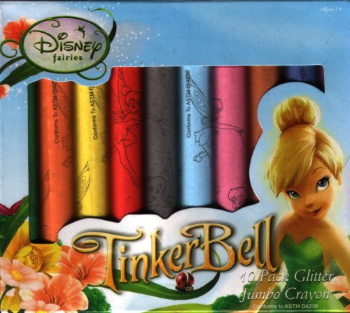Tinkerbell Jumbo Glitter Crayons (10 pack)