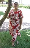 Round Neck Long Dress - Women's Classic Hawaiian Quilt Caftan Kaftan Style Hawaiian Aloha Evening Pullover Dress - Regular & Plus Size