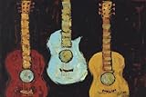 Green Frog Art Canvas Gallery Wrapped Art, Tres Guitarras