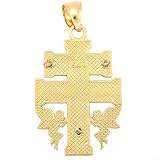 14K Two Tone Gold Caravaca Cross Charm Angels Crucifix