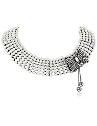 Betsey Johnson "Iconic Jet Setters" Pearl and Bow Collar Necklace, 15"