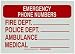Brady 80214 10" Height, 14" Width, B-324 Polyester, Red On Green Color Glow-in-the-Dark Exit And Directional Sign, Legend "Emergency Phone Numbers Fire Dept Police Dept Ambulance Medical"