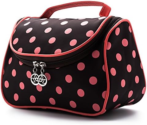 Cosmetic Bag, E-BLOOMY Polka Dots Series Toiletry Bag for Women (Coffee Brown)