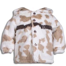 Le Top Giddy Up Cream Spotted Plush Hooded Jacket with Fringe, Cream, 12 Months by Infant Boy's Clothes