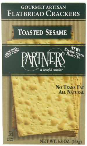 Partners Flatbread Style Crackers, Toasted Sesame, 5.8-Ounce Boxes (Pack of 6)