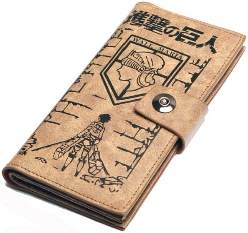 TB Attack on Titan Japanese Anime Cosplay Eren Mikasa Levi Badge Brown Large Wallet