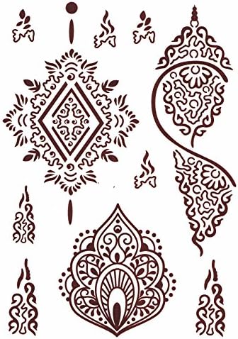 BTArtbox Brown Color Tribal Henna & Lace Body Art Stickers 6 inch x 8 inch Removable Waterproof Flash Personalized Temporary Tattoo
