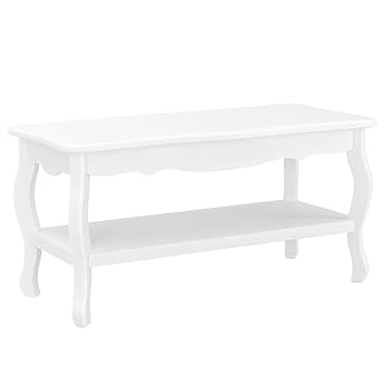 [neu.holz] Couchtisch [weiss] "Shabby Chic" mit Ablage / Beistelltisch