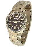 Women's White Crystal Yellow Gold Tone