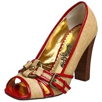 Naughty Monkey Women's Tough Luck Pump,Tan/Red,8 M