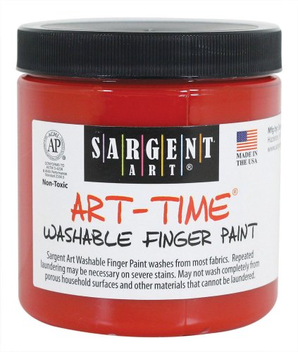 Sargent Art 22-9920 8-Ounce Art Time Washable Finger Paint in Wide Mouth Jar, Red