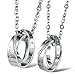 Dixivi Jewelry a Pair Valentine Couple Stainless Steel Double Ring Engraved Promise Necklace Sets