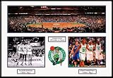 Option #1: 20"x28" Collage Double Matted with Protective Sleeve - Boston Celtics at Boston Garden Stadium - 1992 Celtics vs. Detroit Pistons Kevin McHale #32, Robert Parish #00 and Larry Bird #33 Ray Allen #20, Kevin Garnett #5, Paul Pierce #34 (Embroidered Licensed Patch Emblem) - 20"x28" Unframed Collage