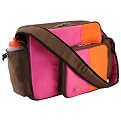 O Yikes Messenger Diaper Bag - Tangerine/ Raspberry