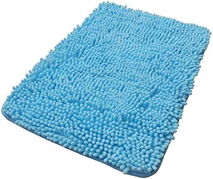 Chenille Home Ultra Soft Bathroom Kitchen and Bedroom Area Floor Mat Absorbent Non-slip Mats Carpet Super Shaggy Non-slip Shower Rug (Blue)
