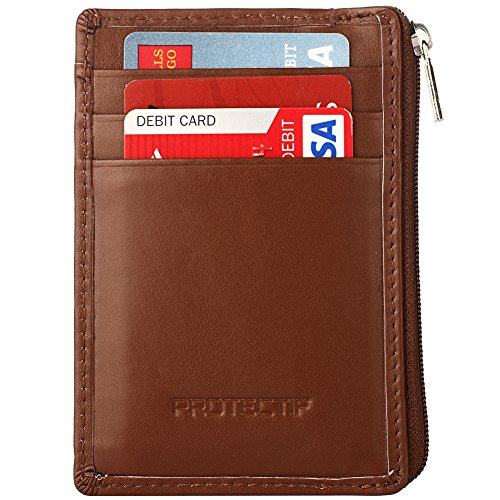 Protectif leather rfid blocking front pocket wallet wit…