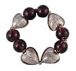 Bracelet - B55 - Murano Glass Style - Hearts - Stretch ~ Purple