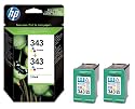 HP Original No 343 Tri-colour Ink Cartridges (2 Pack)