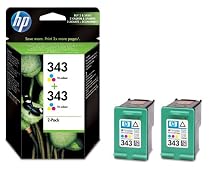 HP Original No 343 Tri-colour Ink Cartridges (2 Pack)