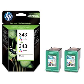 HP Original No 343 Tri-colour Ink Cartridges (2 Pack)