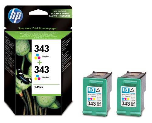 HP Original No 343 Tri-colour Ink Cartridges (2 Pack) HP Original No 343 Tri-colour Ink Cartridges (2 Pack)